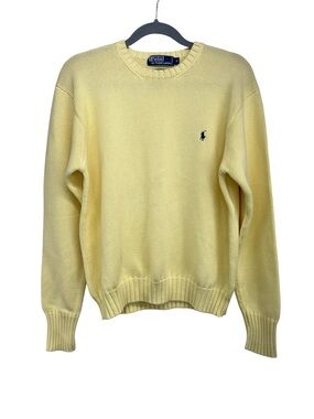 Polo Ralph Lauren Yellow Crewneck Pullover Sweater 100% Cotton Mens Medium